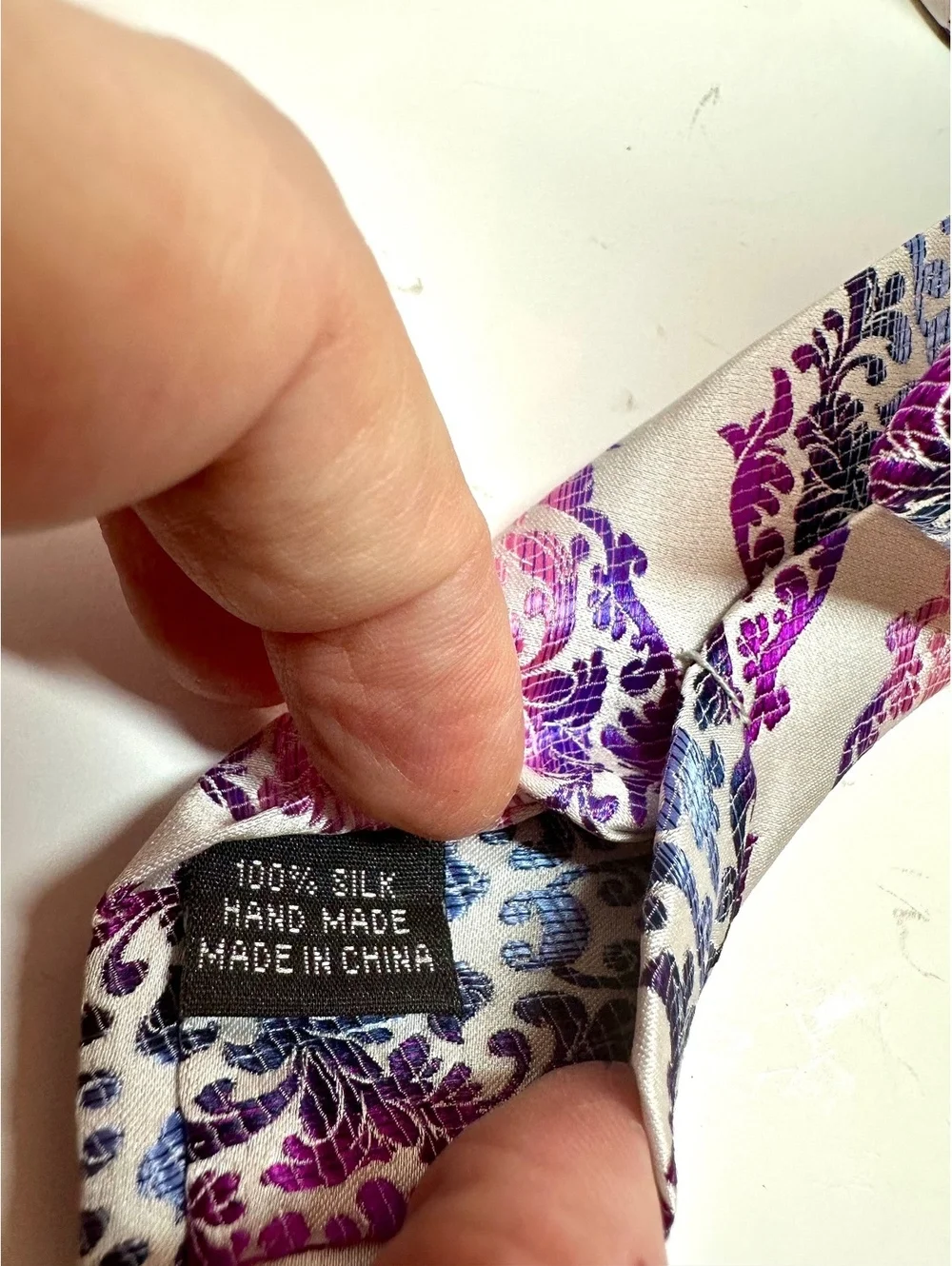 Vibrant The Big Knot Paisley Patterned Purple Pink Blue Silk Necktie